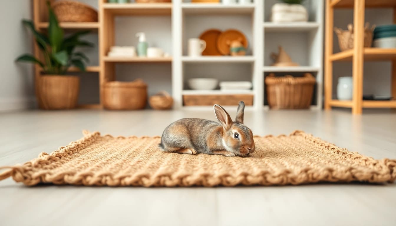 Hanfmatte für Kleintiere in einem gemütlichen Raum, ideal für Haltung und Pflege.