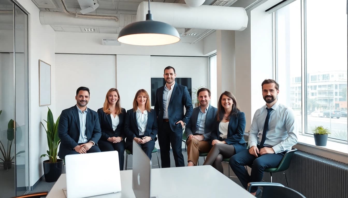 Unternehmensberatung: Beratergruppe in einem modernen Büro, die Lösungen für Kunden entwickelt.