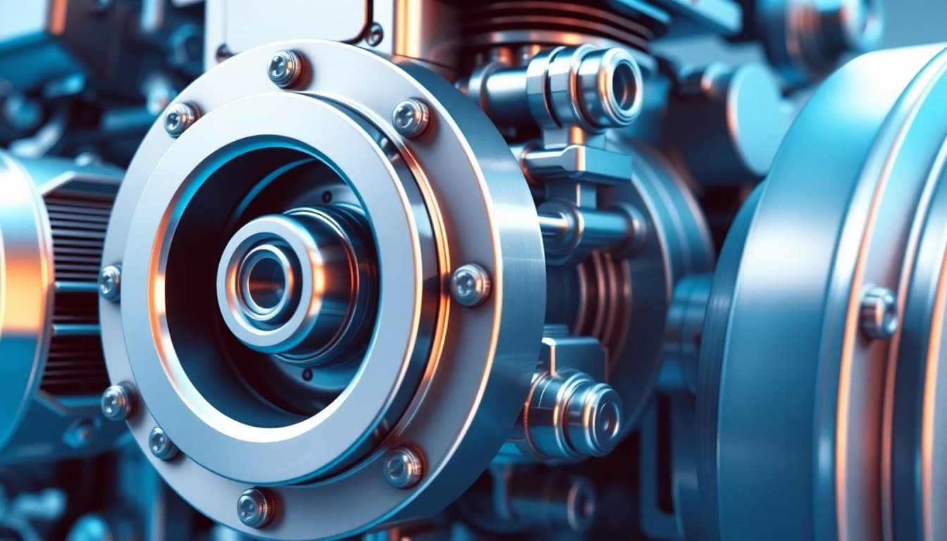 Technische Animation of a detailed mechanical engine showcasing intricate moving parts for better understanding.
