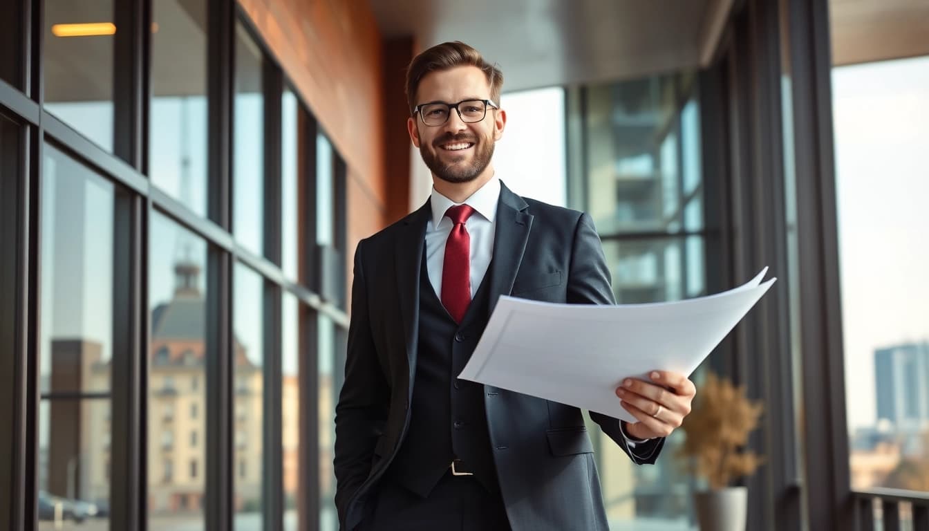 Headhunter Baubranche zeigt Engagement und Expertise mit Bauplänen.