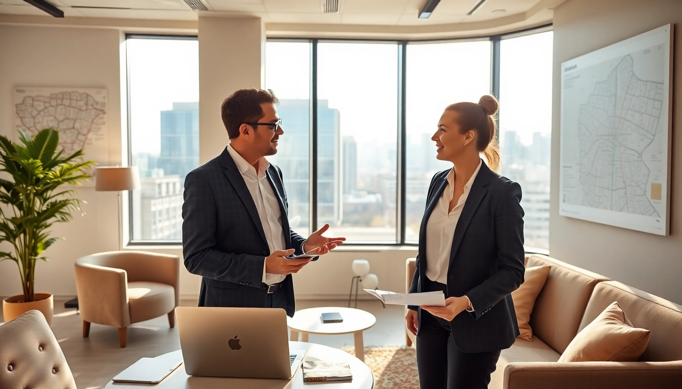 Immobilienmakler Frankfurt Sachsenhausen präsentiert luxuriöse Immobilien in modernem Büro.