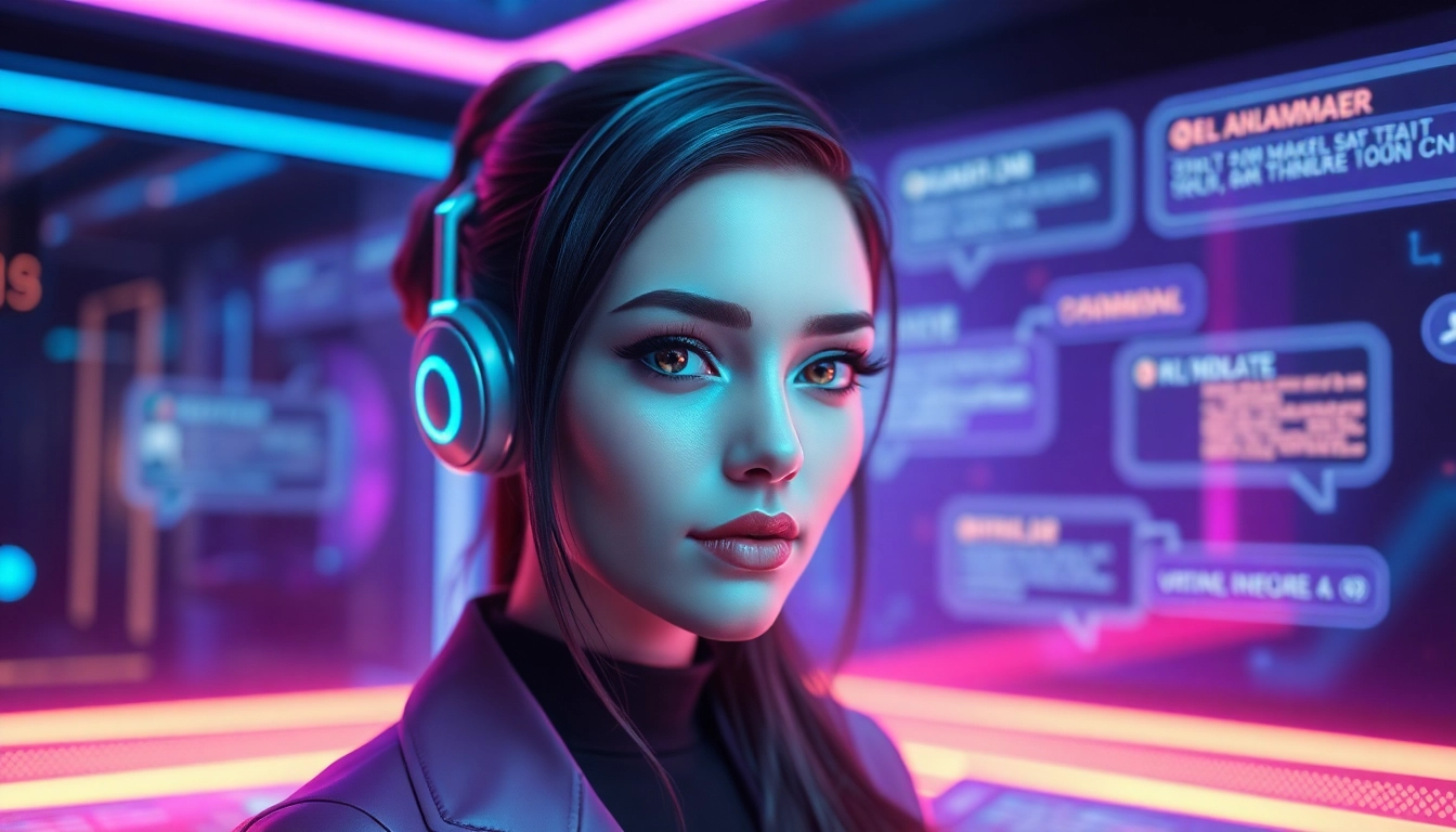 Interactive AI character in vibrant digital chat setting for ai chat nsfw experiences.