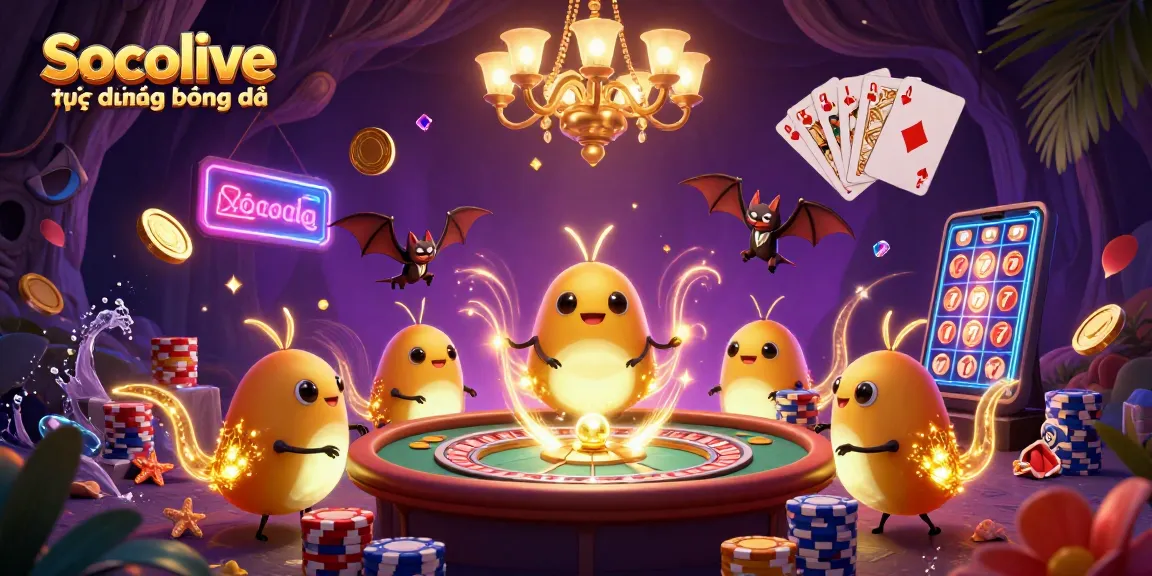 Socolive trực tiếp bóng đá illuminates the exciting casino scene with vibrant glowworms and action-packed elements.