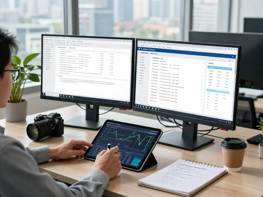 Document fraud detection analysis with compliance analyst examining reports in a modern office setting.