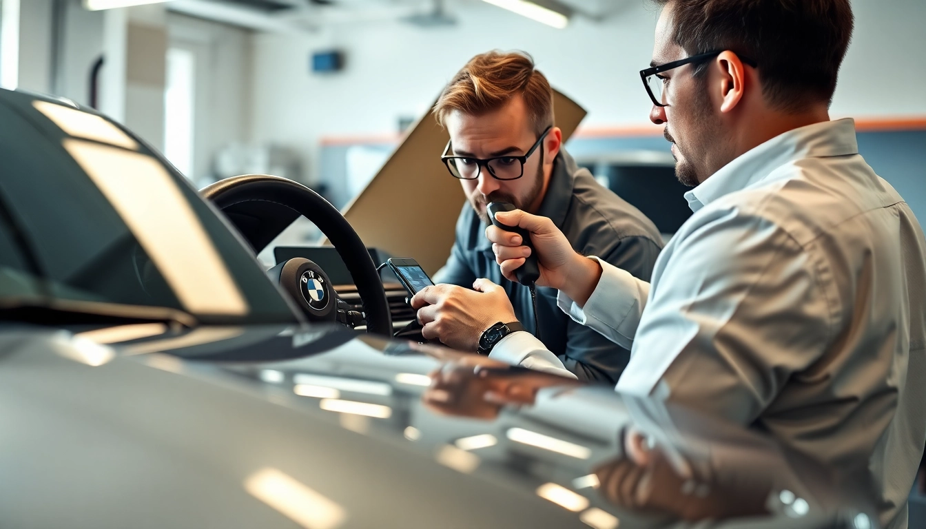 BMW Codierer optimizes vehicles in a high-tech garage setting.