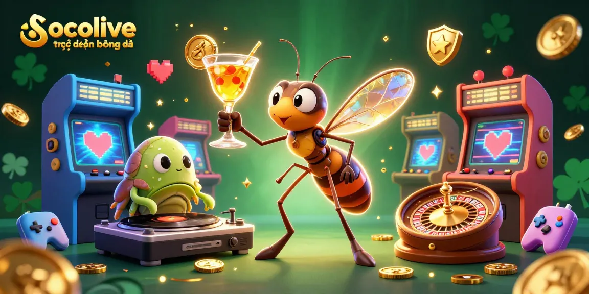 Experience Socolive trực tiếp bóng đá in vivid detail with arcade game elements and vibrant casino visuals.