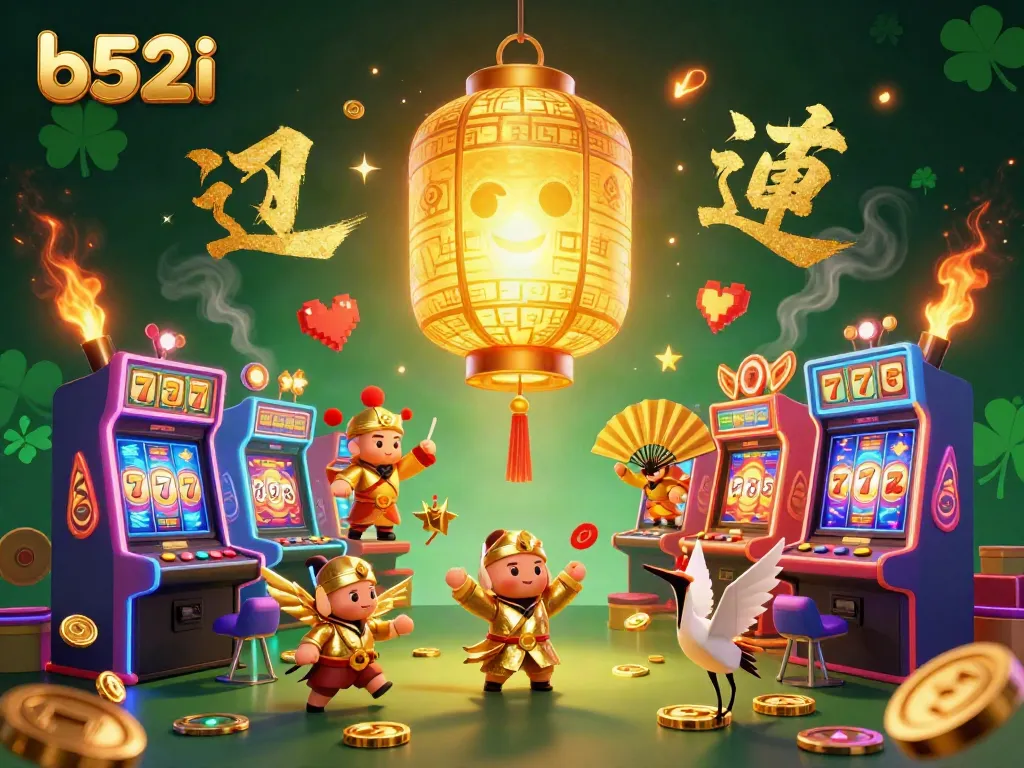 Spin the reels and enjoy vibrant 3D casino illustrations featuring b52i with dynamic characters and symbols.