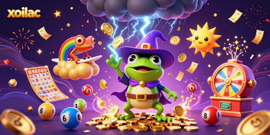 Experience the thrill of xoilac as the frog conjures golden coins in vibrant casino magic.