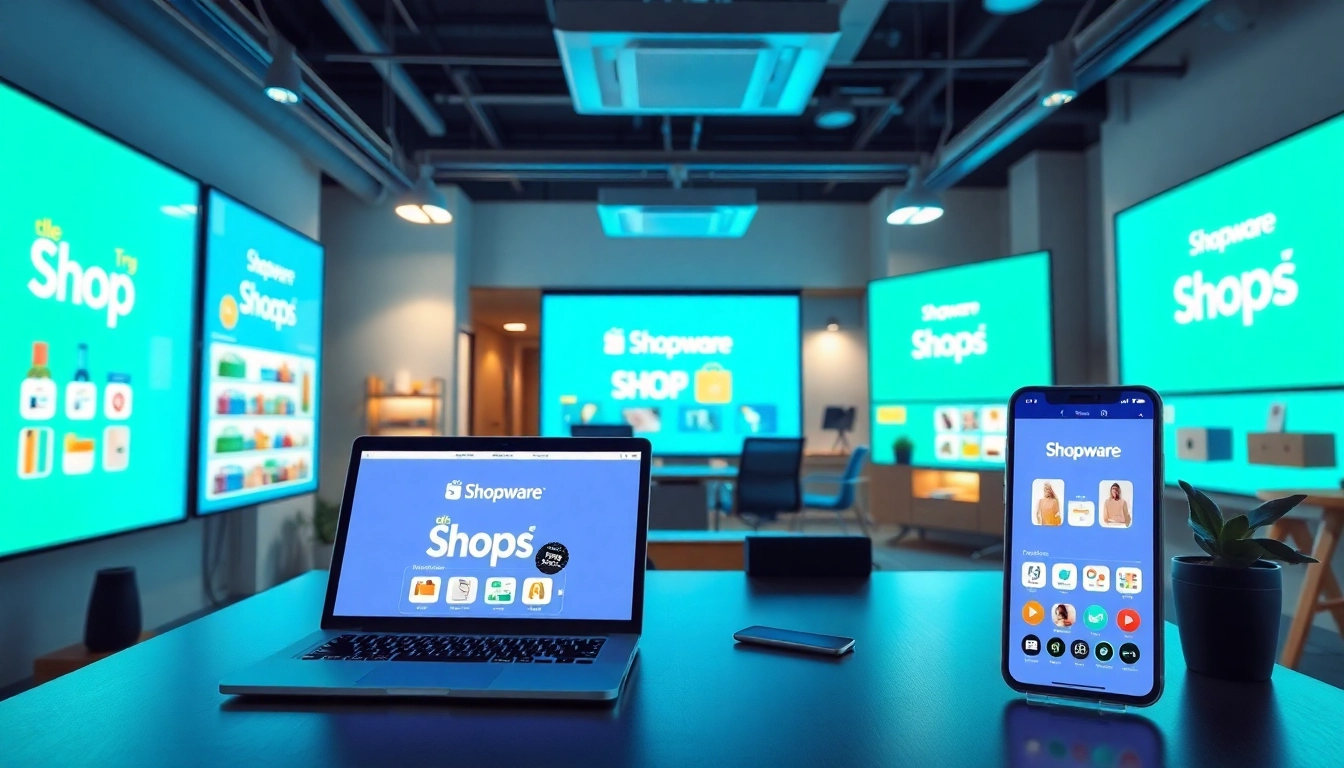 Effiziente Darstellung von Shopware Shops in einem modernen E-Commerce-Büro.