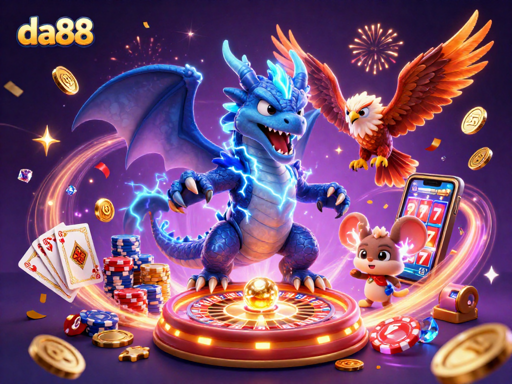 Win big with da88 at the vibrant casino, filled with dynamic gaming elements and festive energy.