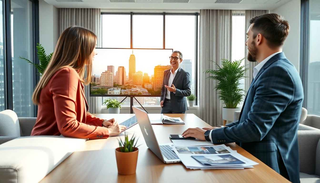 Immobilienmakler Frankfurt Eschersheim berät Kunden in modernem Büro mit dynamischer Atmosphäre.