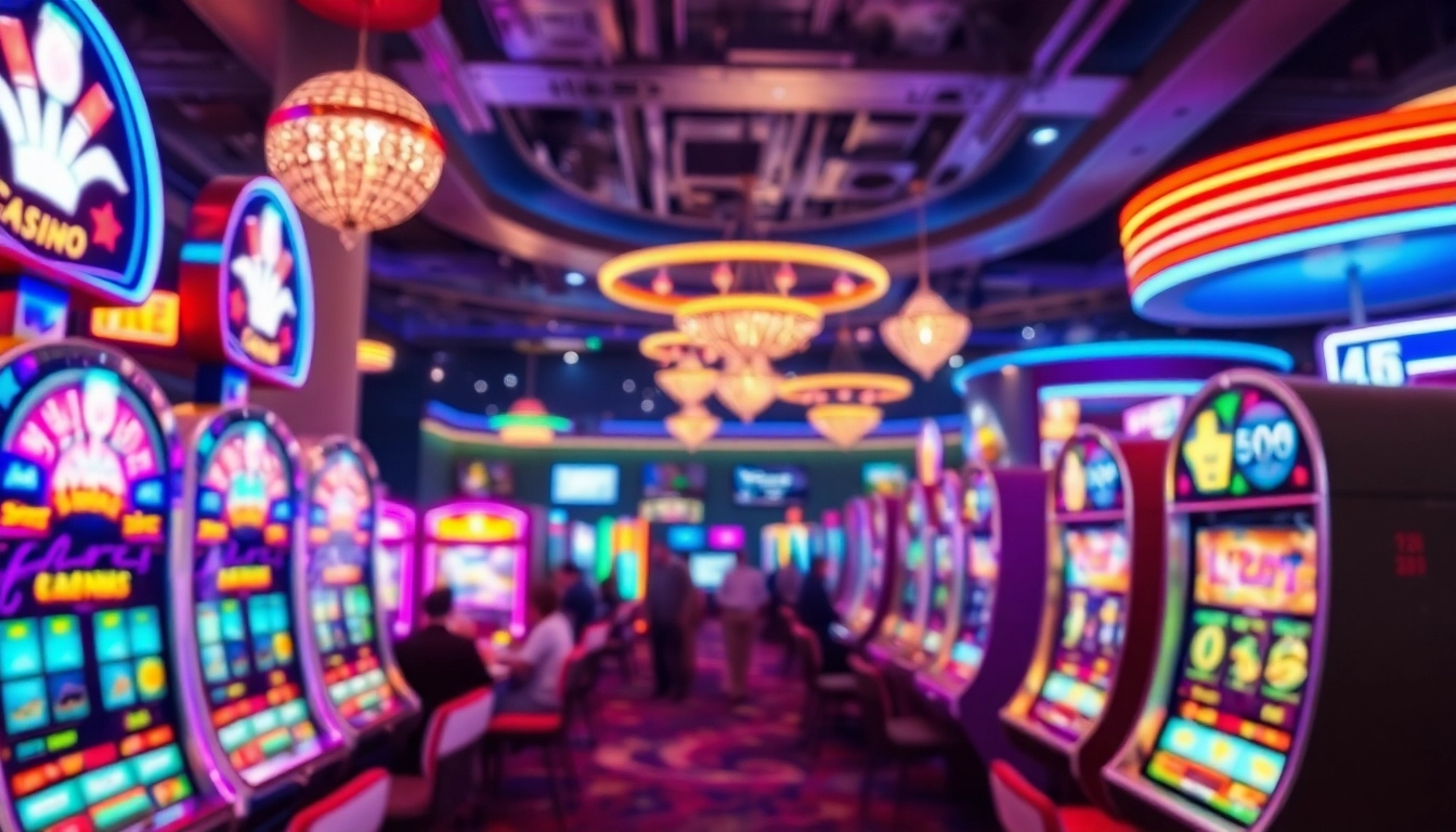 Erlebe den ultimativen online casino bonus mit bunten Spielautomaten und fröhlichen Spielern.