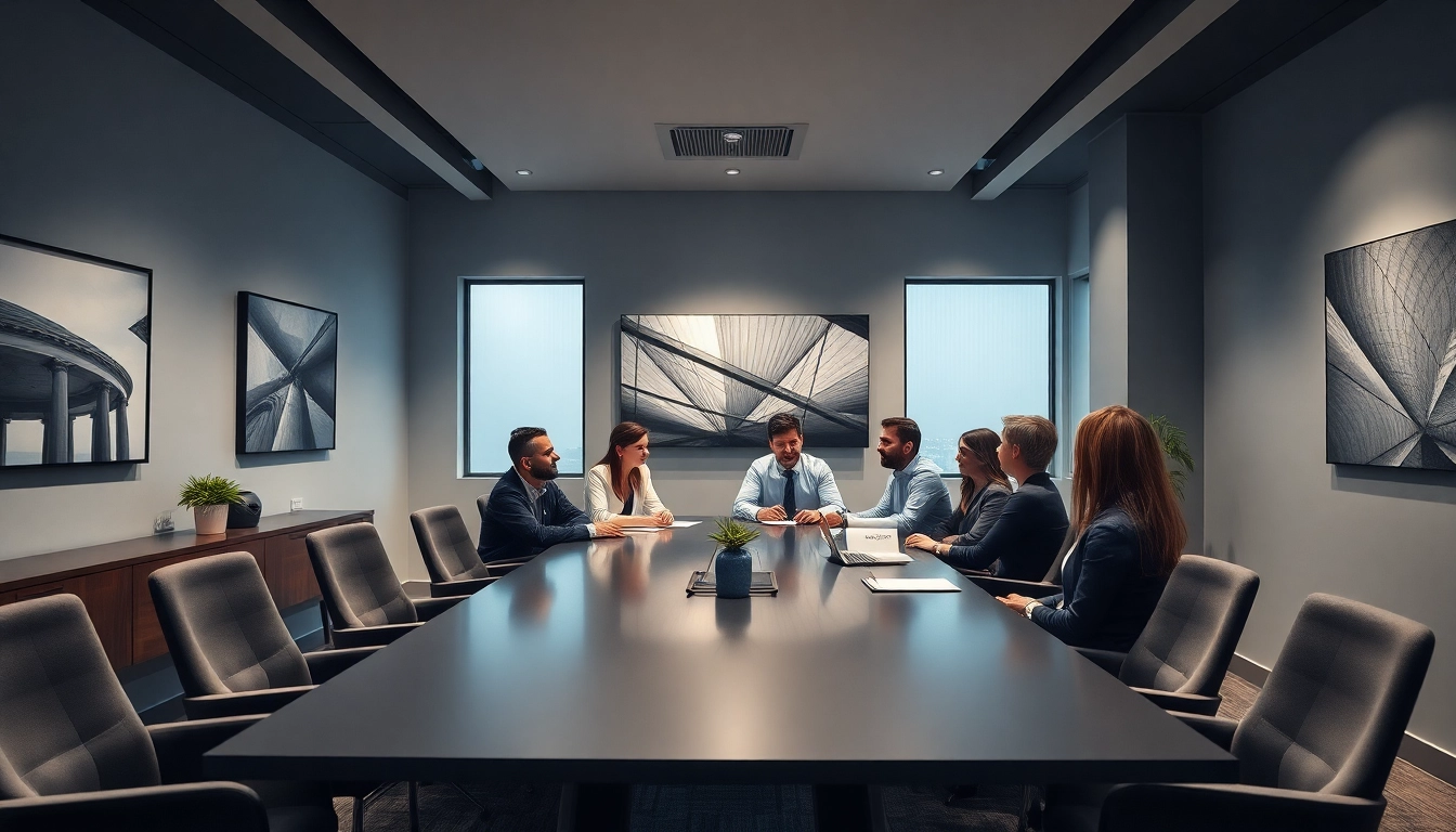 Engaged team discussing strategies in a modern Unternehmensberatung Hannover office with sleek design.