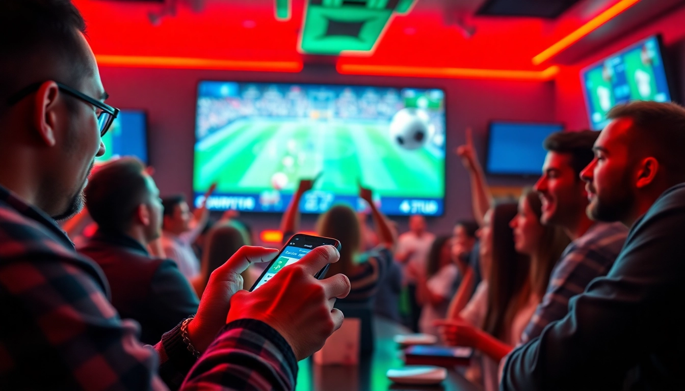 Experience exhilarating crypto sports betting as bettors celebrate and wager on live events.
