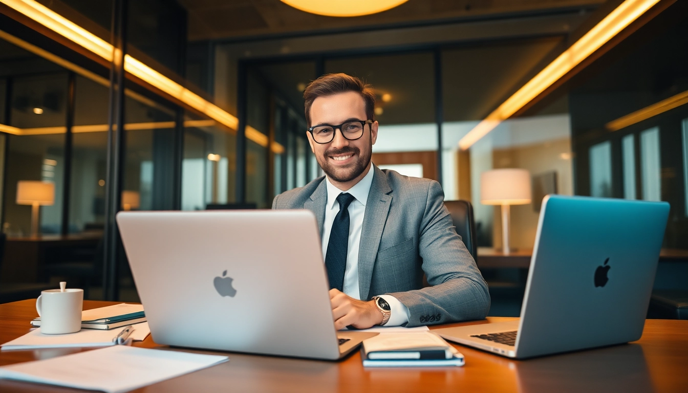 Headhunter Krefeld berät in einem modernen Büro.