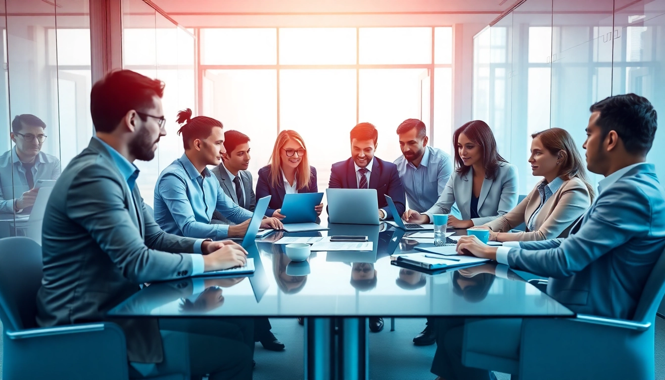 Recruiters in a modern office discussing strategies at Headhunter Leverkusen.