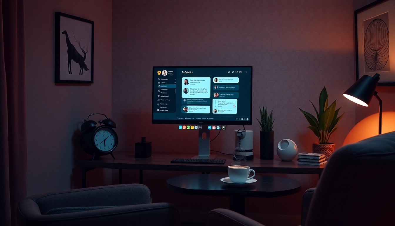 Engaging AI chat porn interaction in a cozy digital space with modern decor.