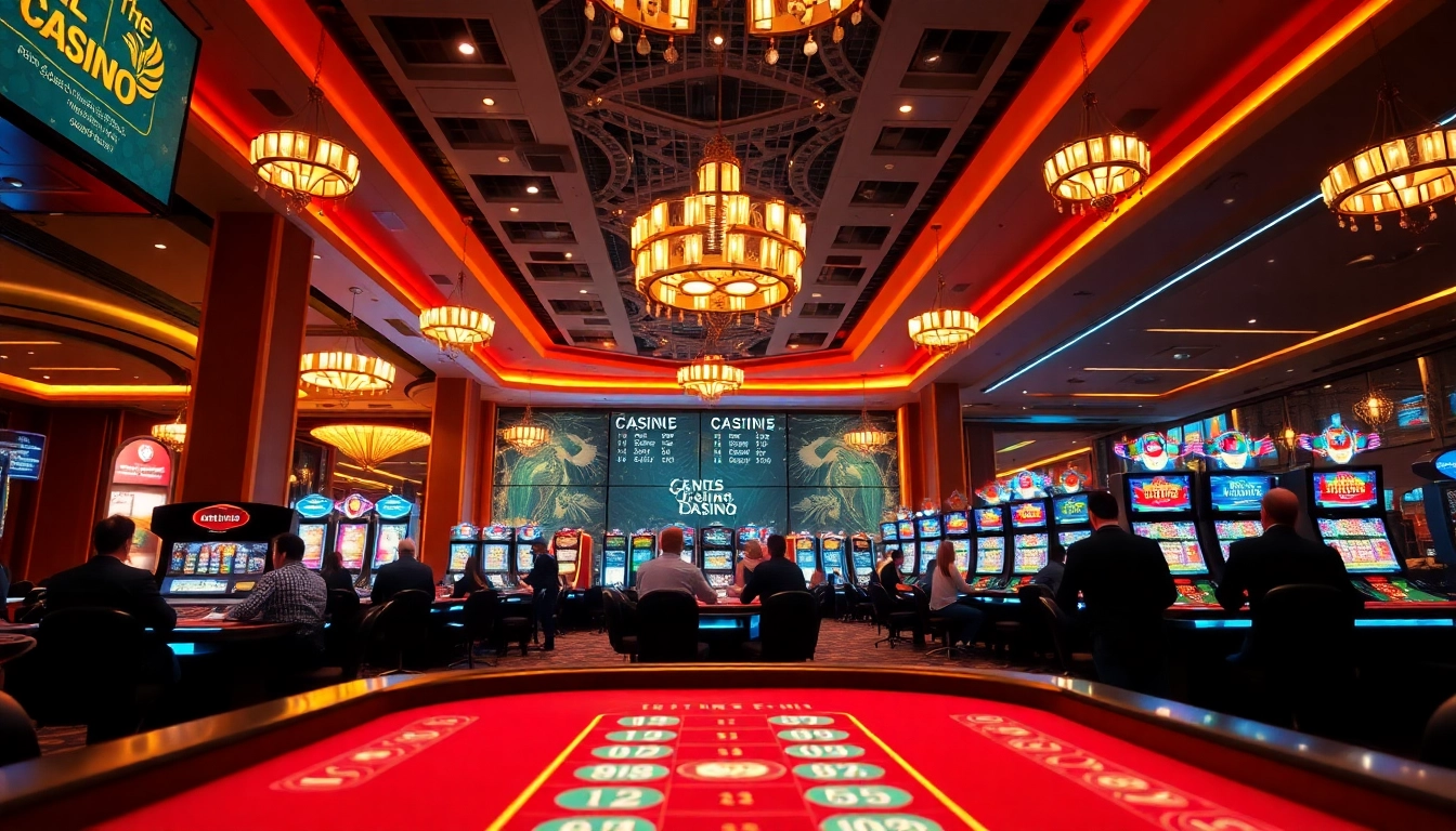 A legjobb online kaszinó élménye, játékosok izgatott arcaival és fényes LED világítással.