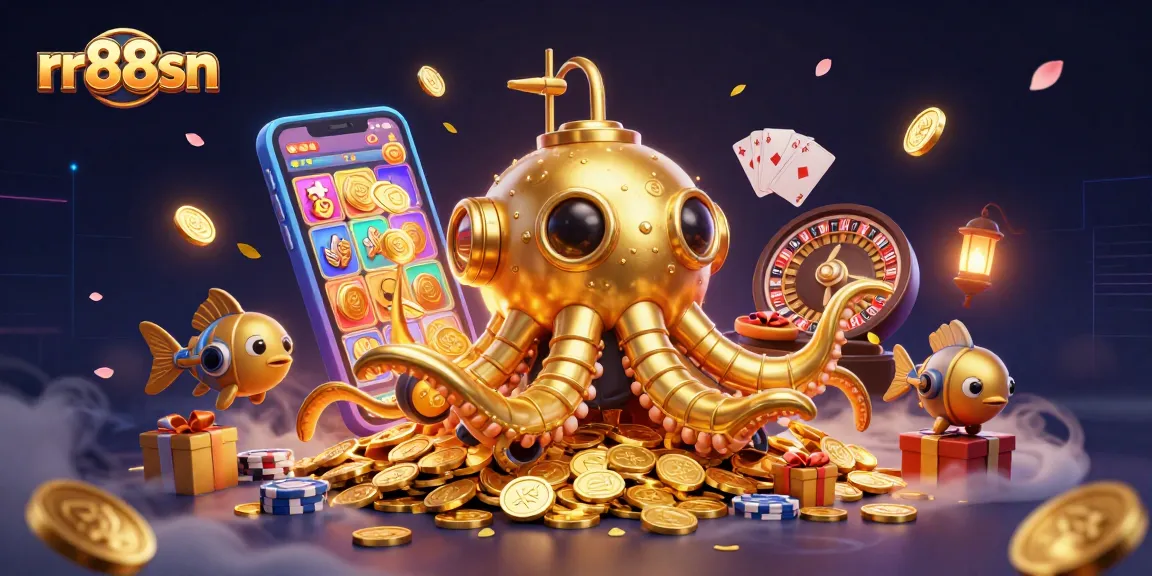 Experience thrilling slots at rr88sn with a vibrant 3D underwater casino scene featuring golden coins and game elements.
