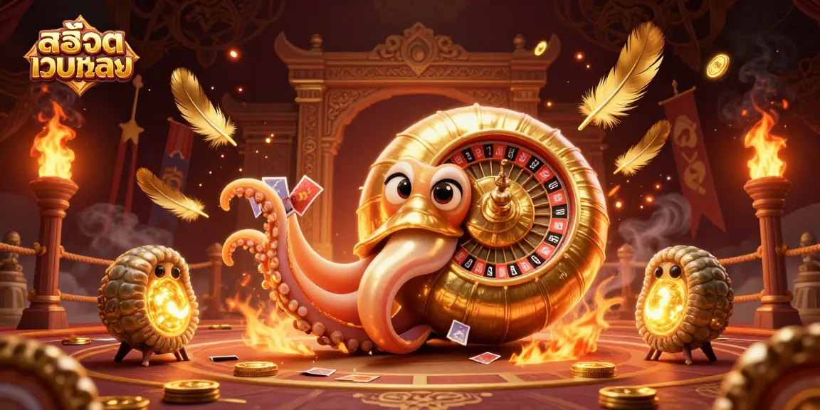 Engage with thrilling สล็อตเว็บตรง experiences as the giant nautilus deals cards amidst a vibrant casino scene.
